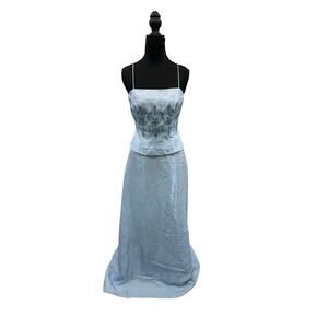 Vintage Dave And Johnny 2 Piece Blue Sparkle Formal Dress Gown Y2K Size 7-8